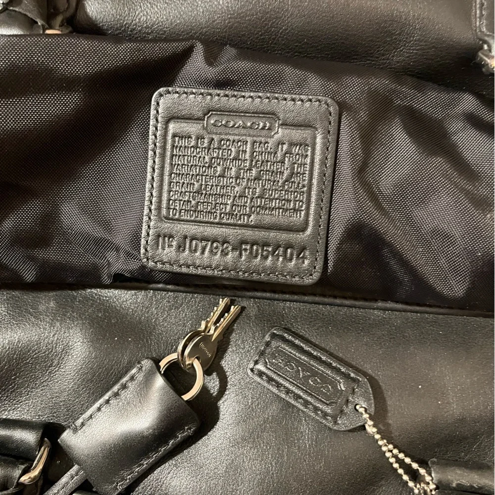 Coach Weekender Travel Bag Black Leather - Picture 10 of 11